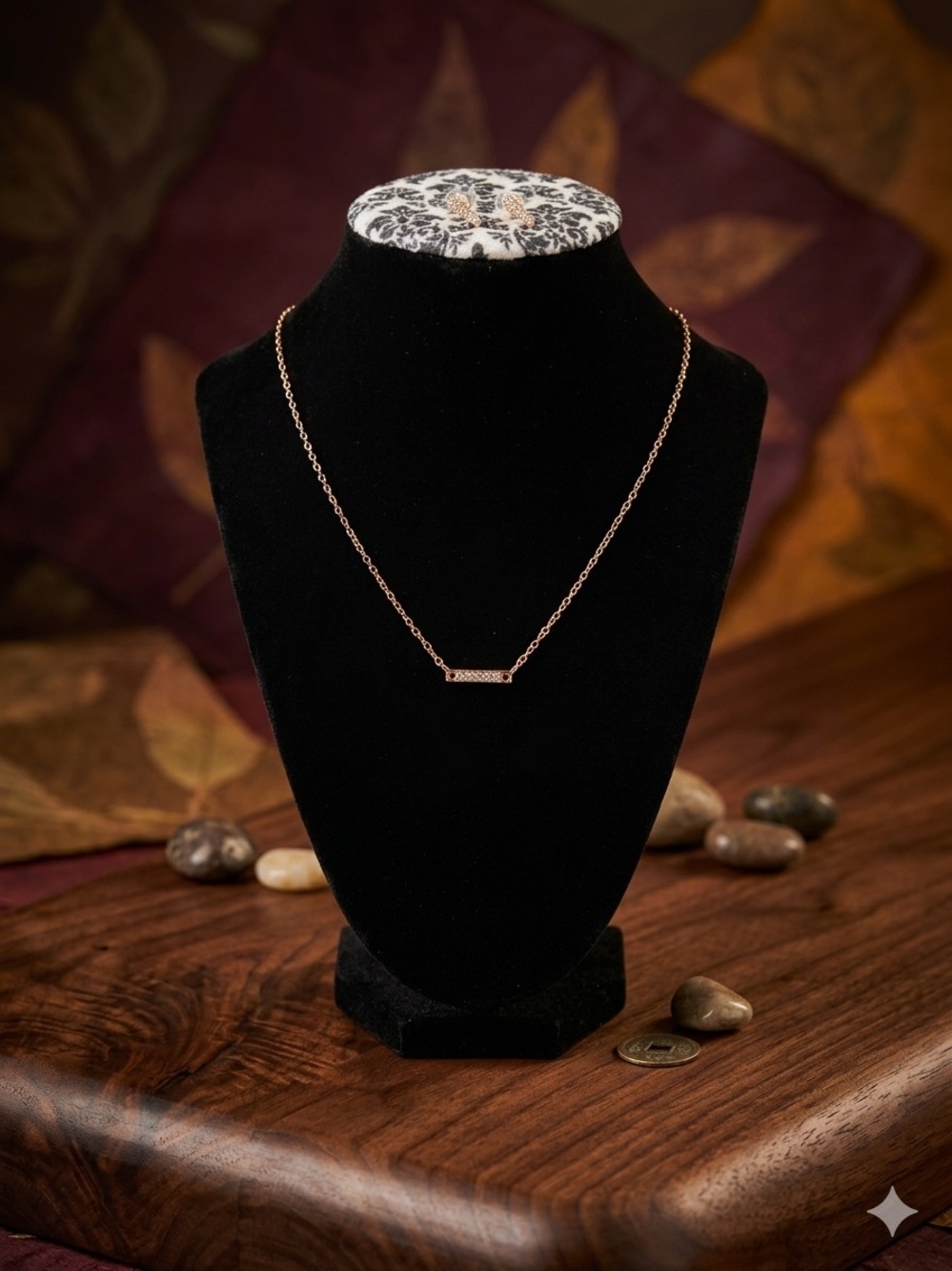 Delicate Fashion Gold-Tone Bar Necklace & earrings set